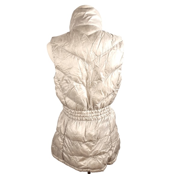 Athleta Women's Cream Quilted Down Filled‎ Vest Full Zip Sleeveless Puffer - Picture 2 of 13